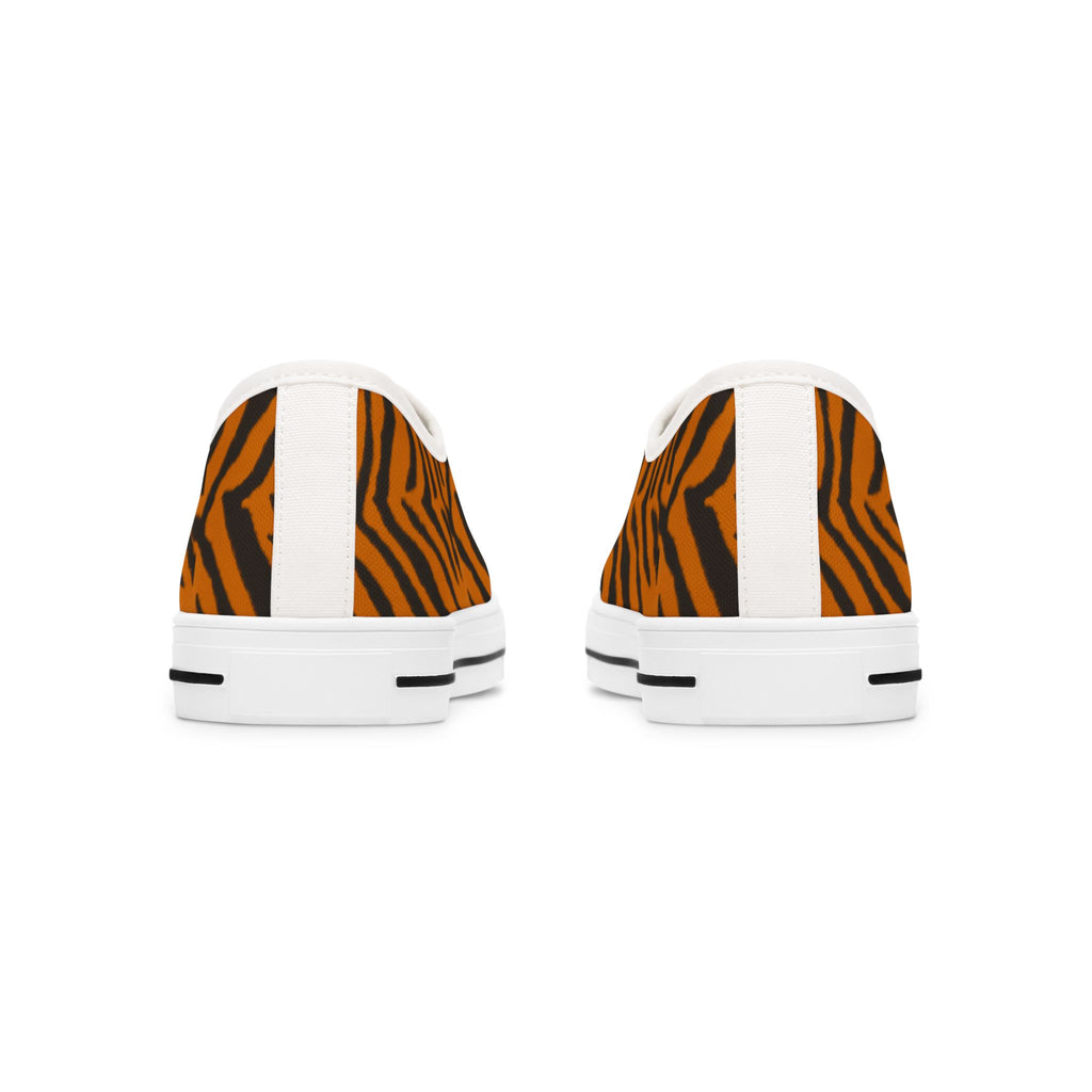 Tiger Stripe Women's Low Top Sneakers — Animal Print Canvas Shoes 