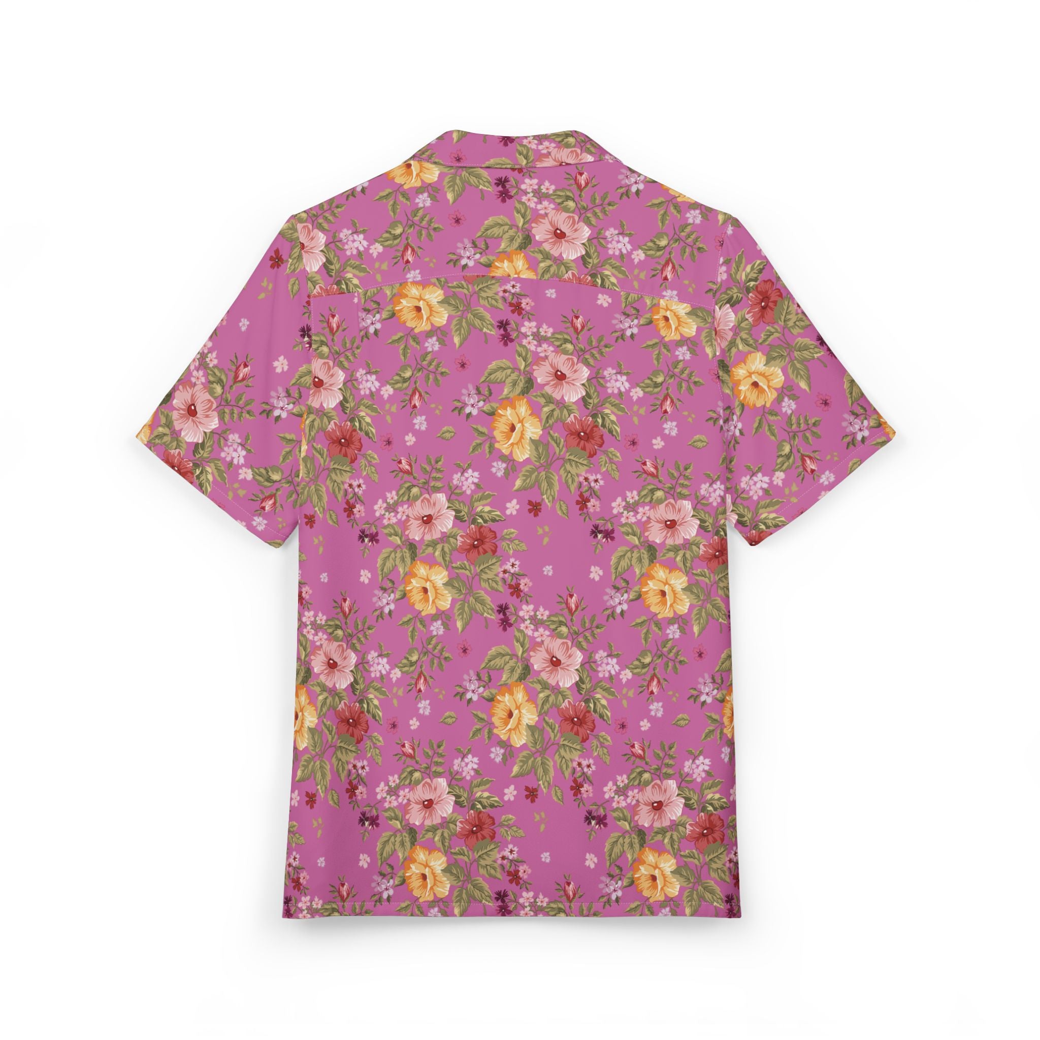 Pink Floral Hawaiian Shirt — Tropical Vintage Flower Button-Down