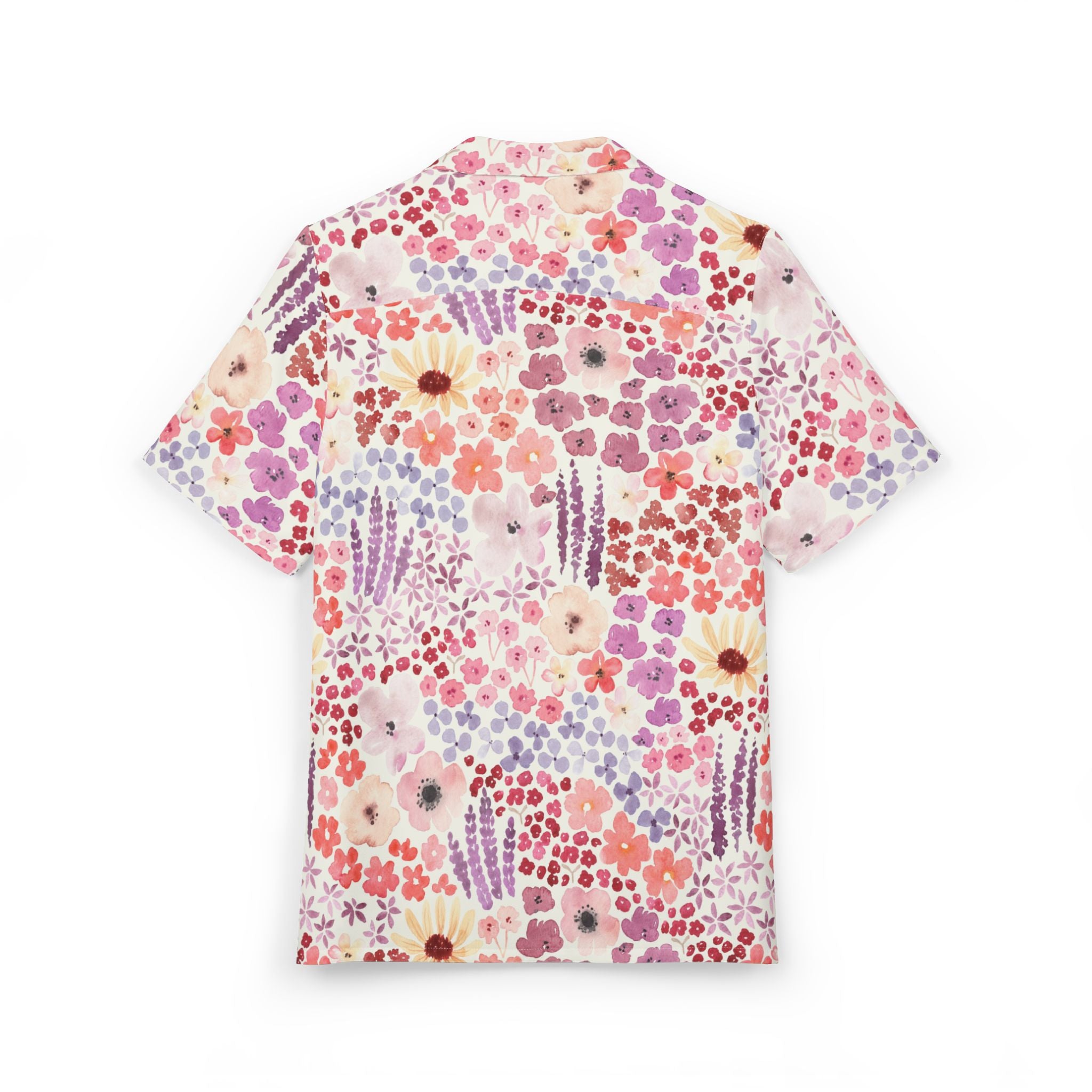 Floral Pastel Hawaiian Shirt — Pink Watercolor Flower Button-Down 