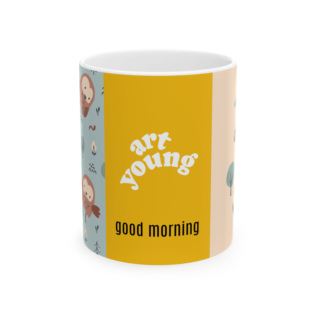 Whimsical Owl Ceramic Mug - Good Morning "Art for Kids"