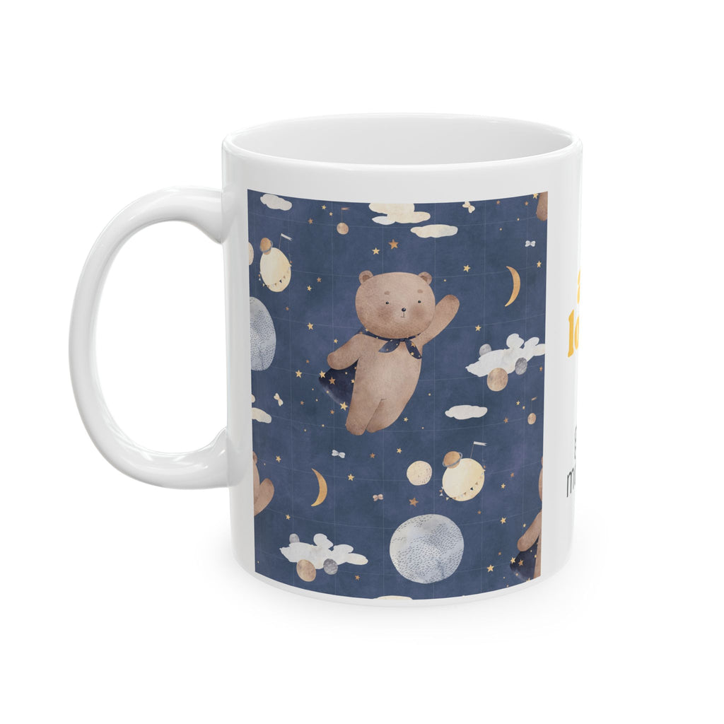 Art Lover Ceramic Mug – “Good Morning” Illustrated Moon &amp; Bear Coffee Cup (11oz/15oz)