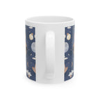 Art Lover Ceramic Mug – “Good Morning” Illustrated Moon &amp; Bear Coffee Cup (11oz/15oz)