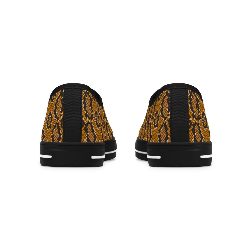 Snake Print Low Top Sneakers — Women's Trendy Casual Shoes