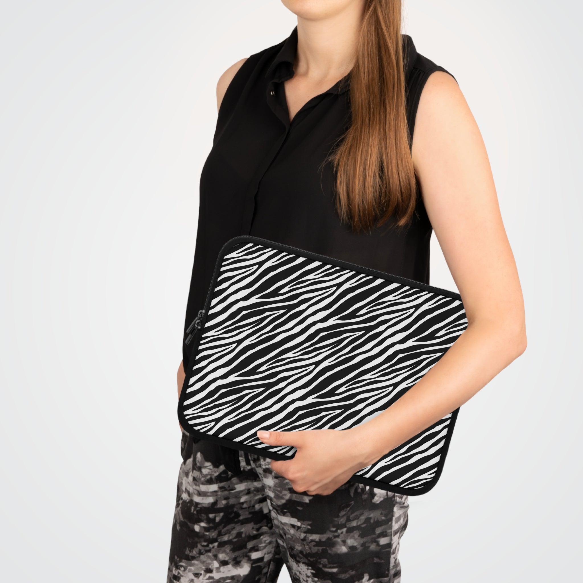 Zebra Print Laptop Sleeve – Black & White Protective Case
