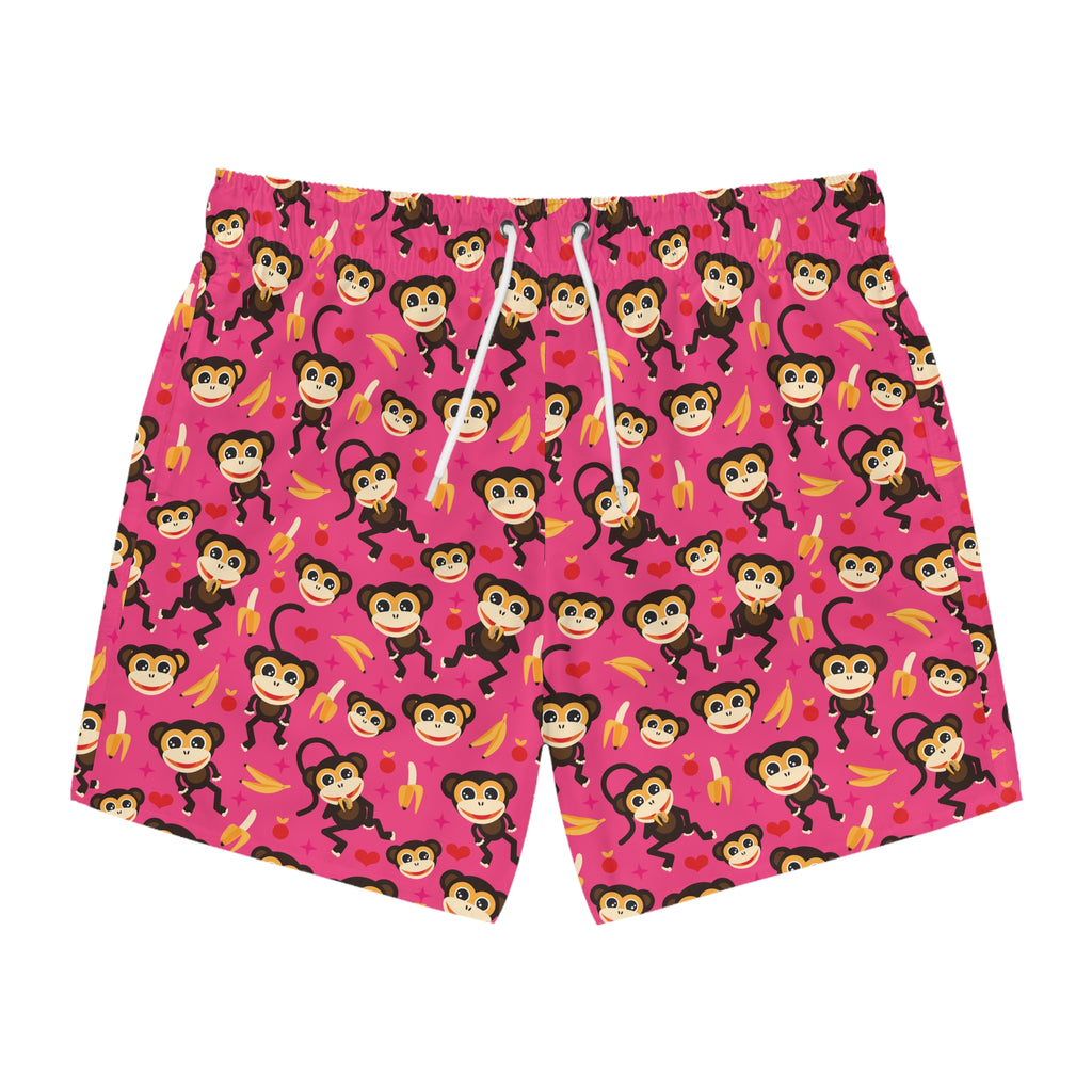 Monkey Banana Swim Trunks – Pink All-Over Print