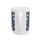 Art Lover Ceramic Mug – “Good Morning” Illustrated Moon &amp; Bear Coffee Cup (11oz/15oz)