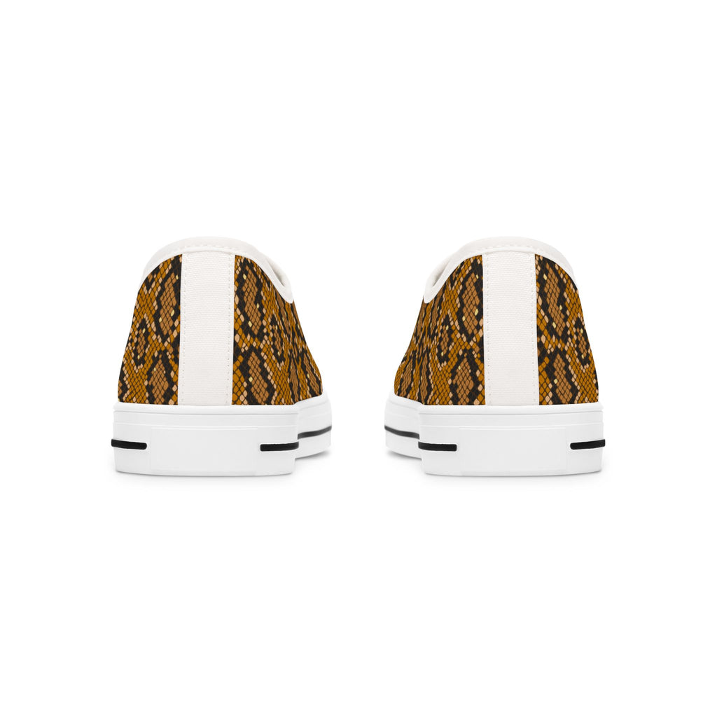 Snake Print Low Top Sneakers — Women's Trendy Casual Shoes
