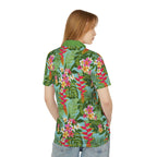 Tropical Floral Polo Shirt — Hawaiian AOP Vacation Tee 