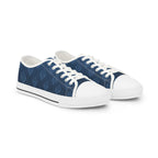 Men's Low Top Sneakers - Navy Indigo Leaf Pattern Casual Canvas Shoes
