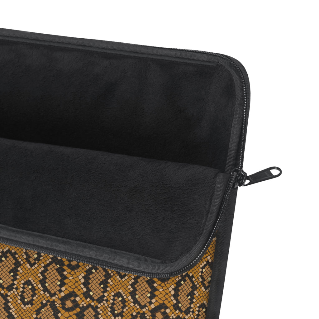 Snake Print Laptop Sleeve — Brown Animal Pattern Protective Case