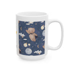 Art Lover Ceramic Mug – “Good Morning” Illustrated Moon &amp; Bear Coffee Cup (11oz/15oz)