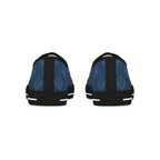 Men's Low Top Sneakers - Navy Indigo Leaf Pattern Casual Canvas Shoes