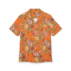 Orange Floral Hawaiian Shirt — Tropical Vacation Button-Down
