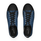 Men's Low Top Sneakers - Navy Indigo Leaf Pattern Casual Canvas Shoes