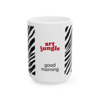 Good Morning Zebra Stripe Ceramic Mug — Art Jungle Coffee Cup (11oz, 15oz)