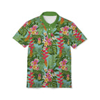 Tropical Floral Polo Shirt — Hawaiian AOP Vacation Tee 