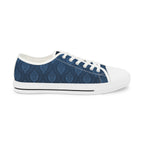 Men's Low Top Sneakers - Navy Indigo Leaf Pattern Casual Canvas Shoes
