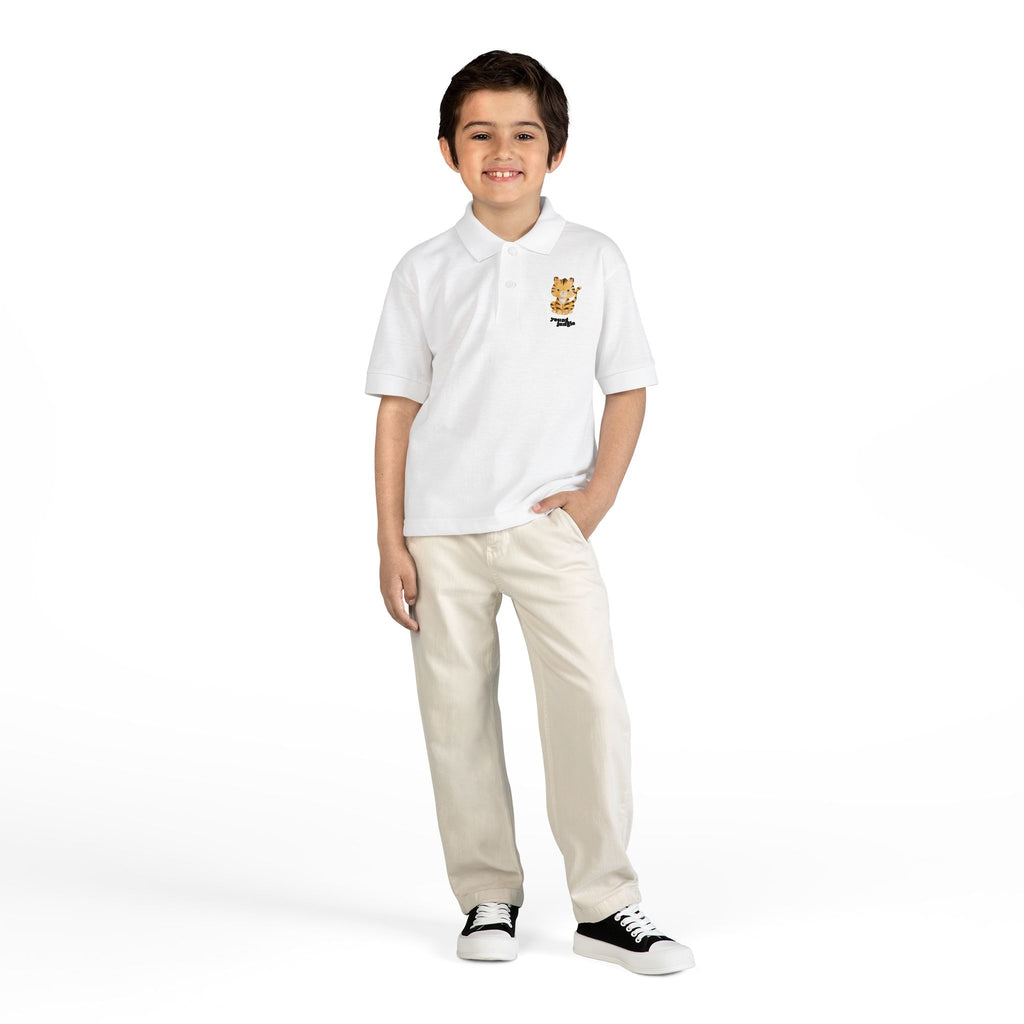Kids Polo Shirt with Cute Tiger Patch