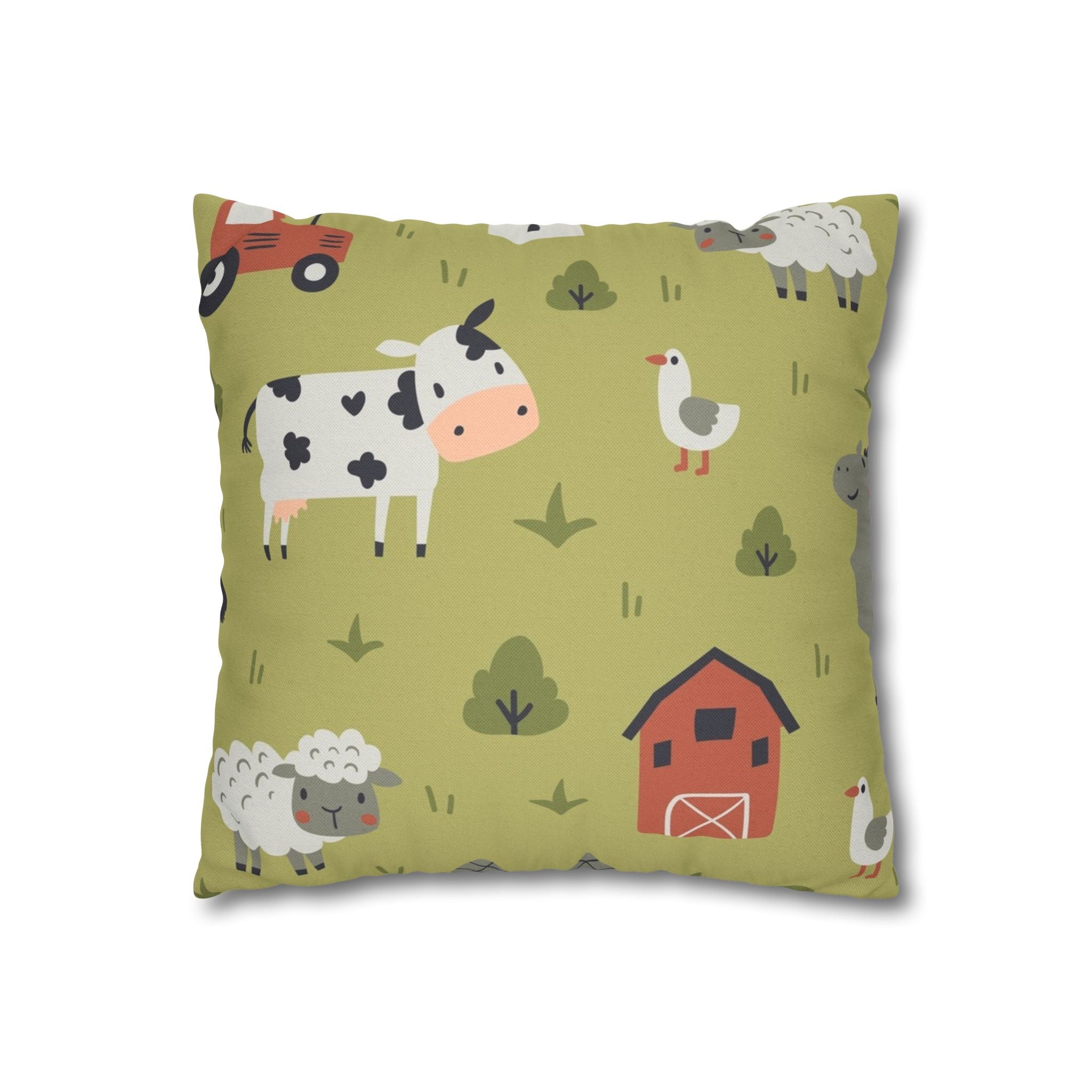 Farm Life Decorative Pillow – Cute Tractor Throw Pillowcase