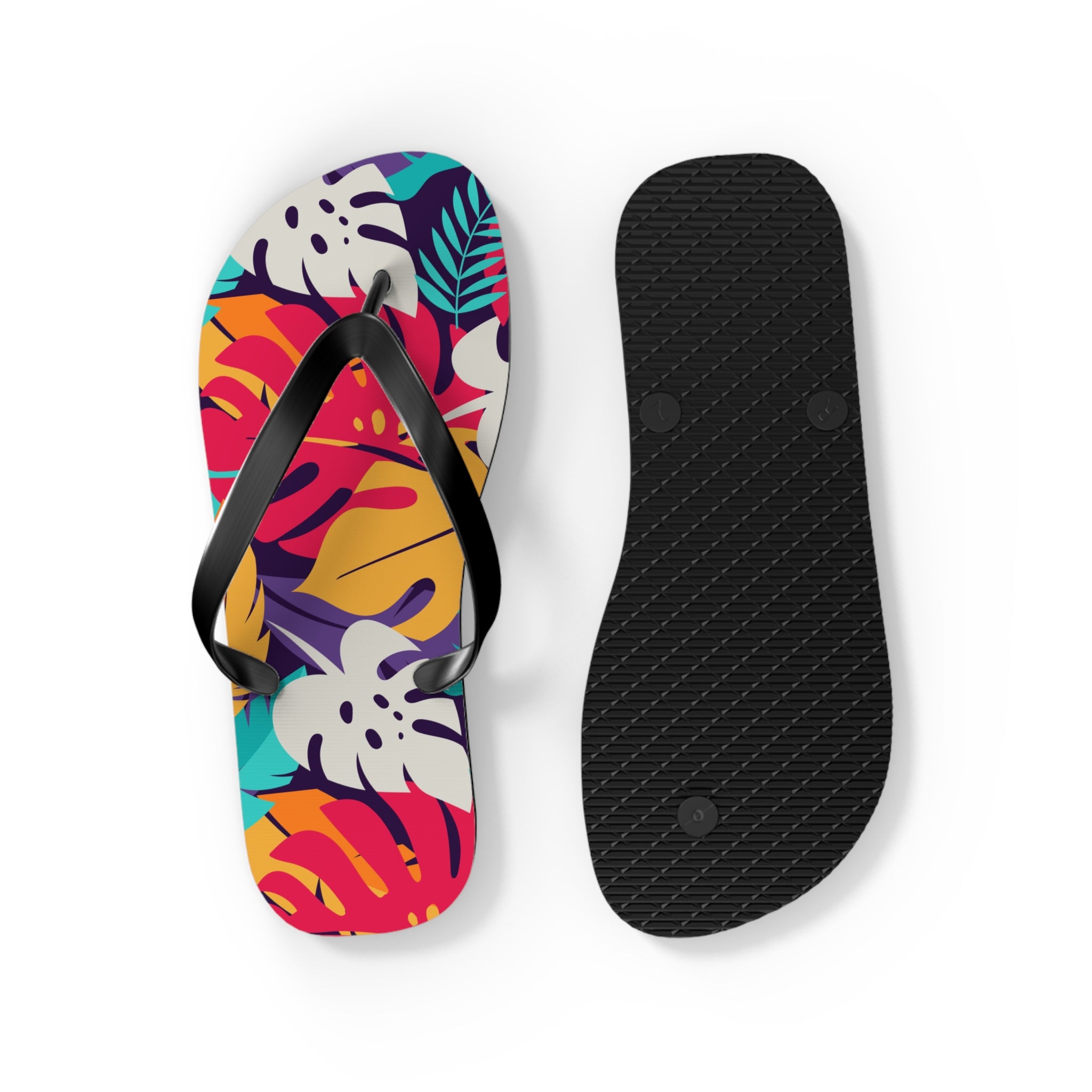 Tropical Leaf Flip Flops — Colorful Hawaiian Beach Sandals 
