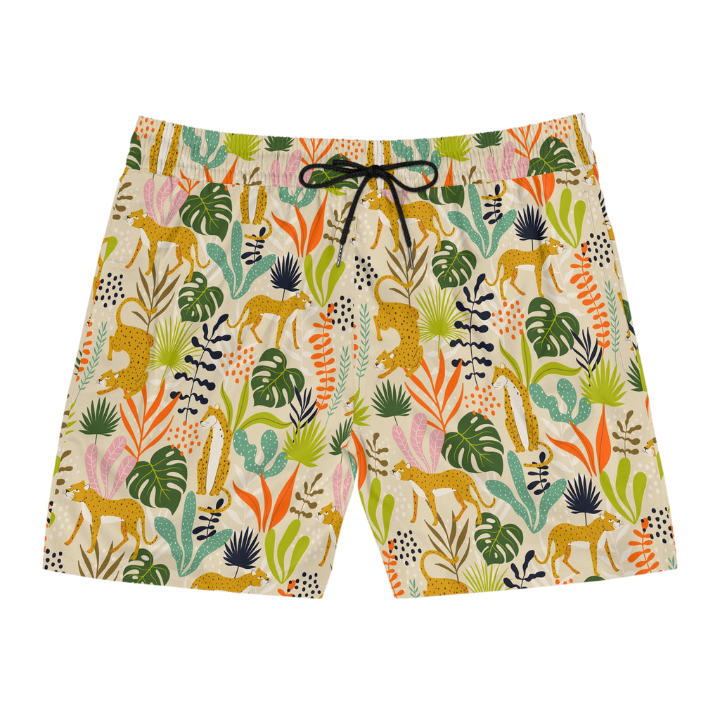 Swim Shorts - Tropical Print Men's Swim Trunks