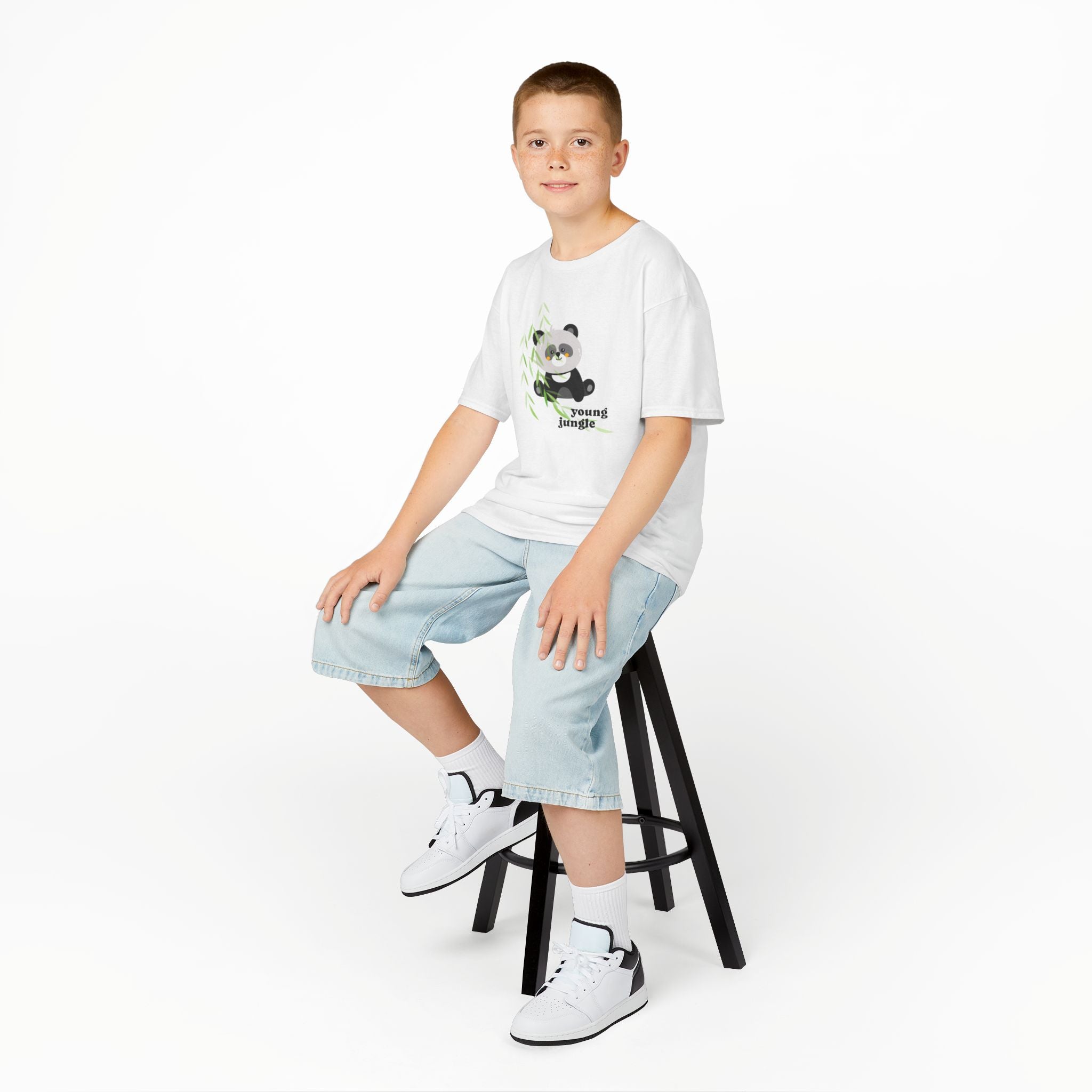 Kids Tee — Cute Panda "Young Jungle" Graphic Shirt 