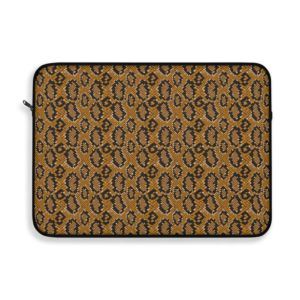 Snake Print Laptop Sleeve — Brown Animal Pattern Protective Case