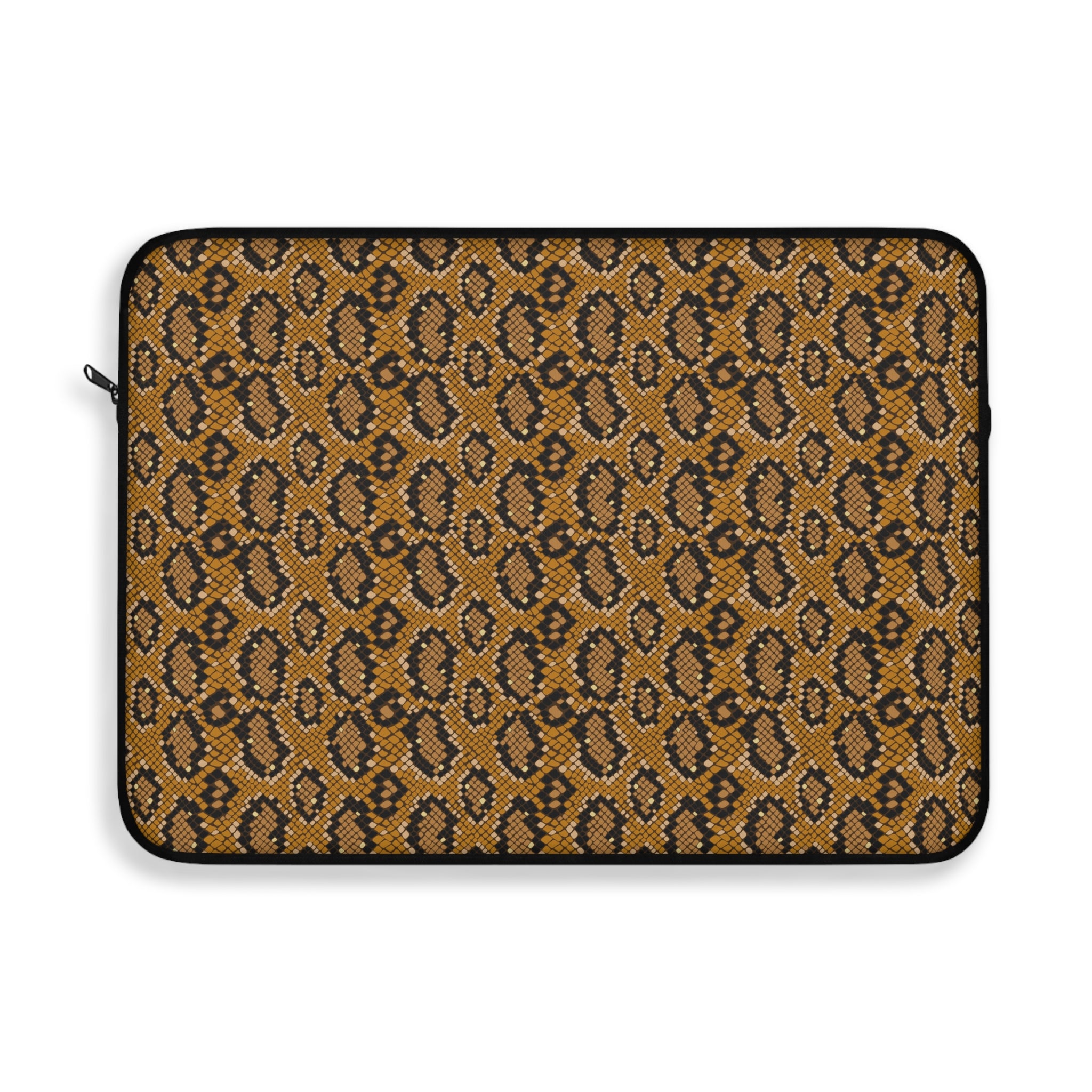 Snake Print Laptop Sleeve — Brown Animal Pattern Protective Case