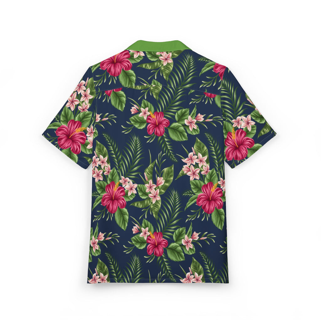 Navy Tropical Hibiscus Hawaiian Shirt — Floral Aloha Button-Down 
