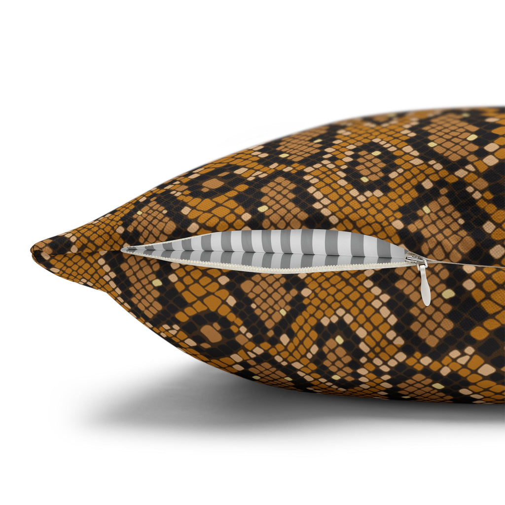 Snake Print Throw Pillowcase — Mustard Animal Print Square Pillow Cover