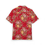 Red Floral Hawaiian Shirt - Vintage Tropical Button-Down