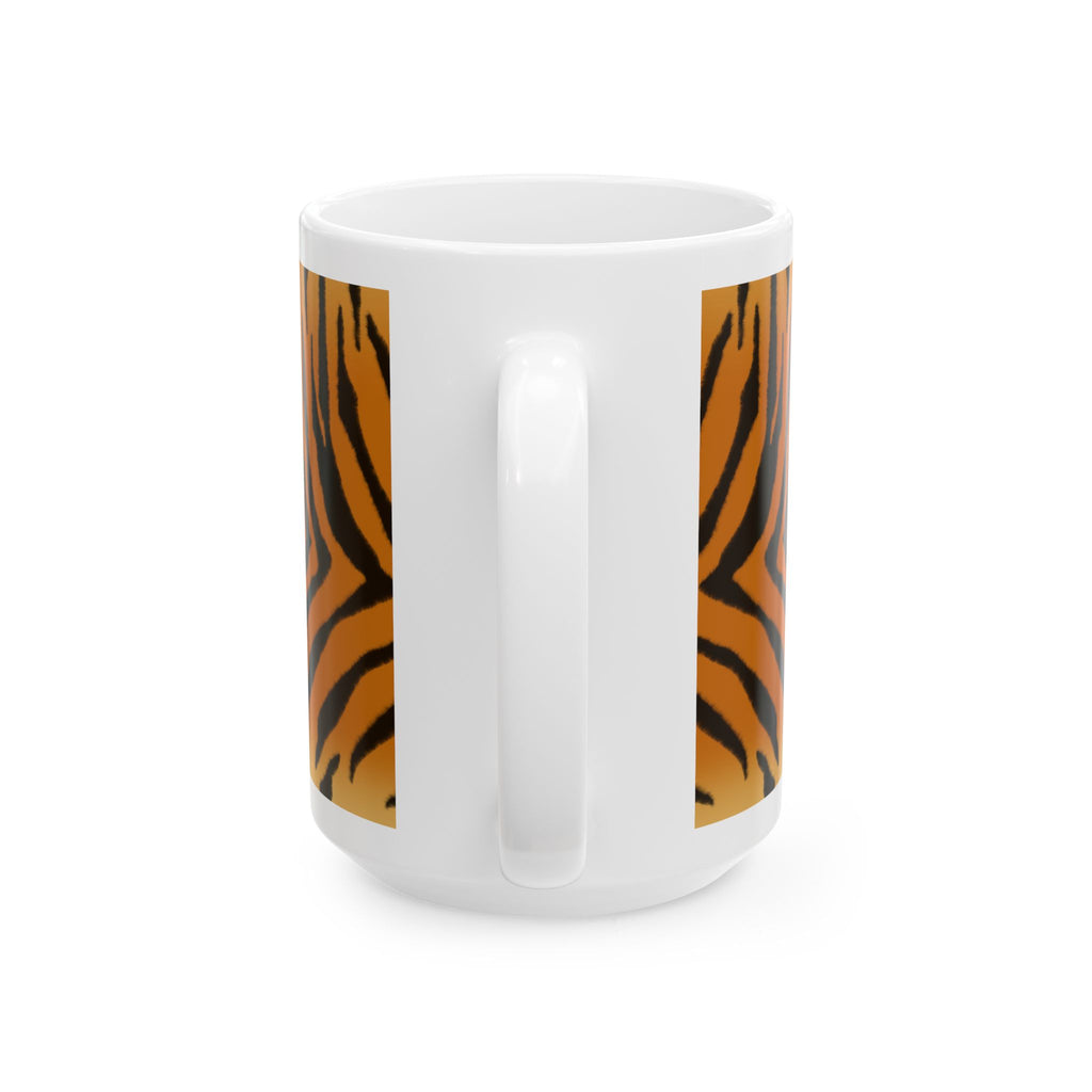 Art Jungle Tiger Stripe Ceramic Mug — "Good Morning" Coffee Cup (11oz & 15oz)