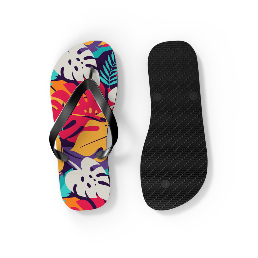 Tropical Leaf Flip Flops — Colorful Hawaiian Beach Sandals 