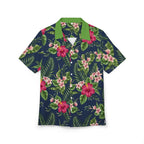 Navy Tropical Hibiscus Hawaiian Shirt — Floral Aloha Button-Down 