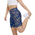 Colorful Women's Workout Shorts, Funky Activewear, Gym Shorts, Fitness Apparel. 