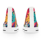Tropical Floral High-Top Sneakers — Women's Colorful Leaf Print Shoes