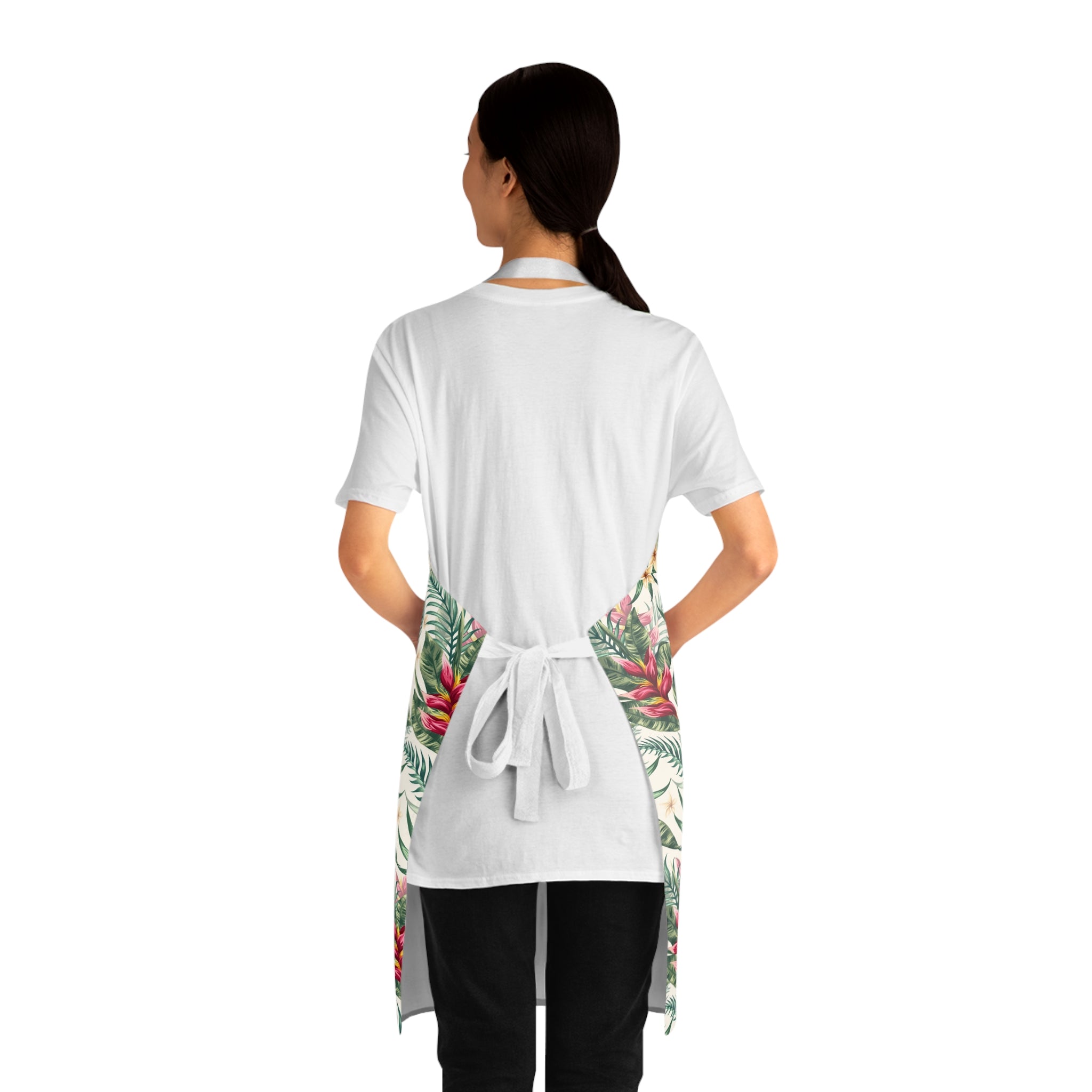 Tropical Floral Apron — Hibiscus & Palm Kitchen Apron