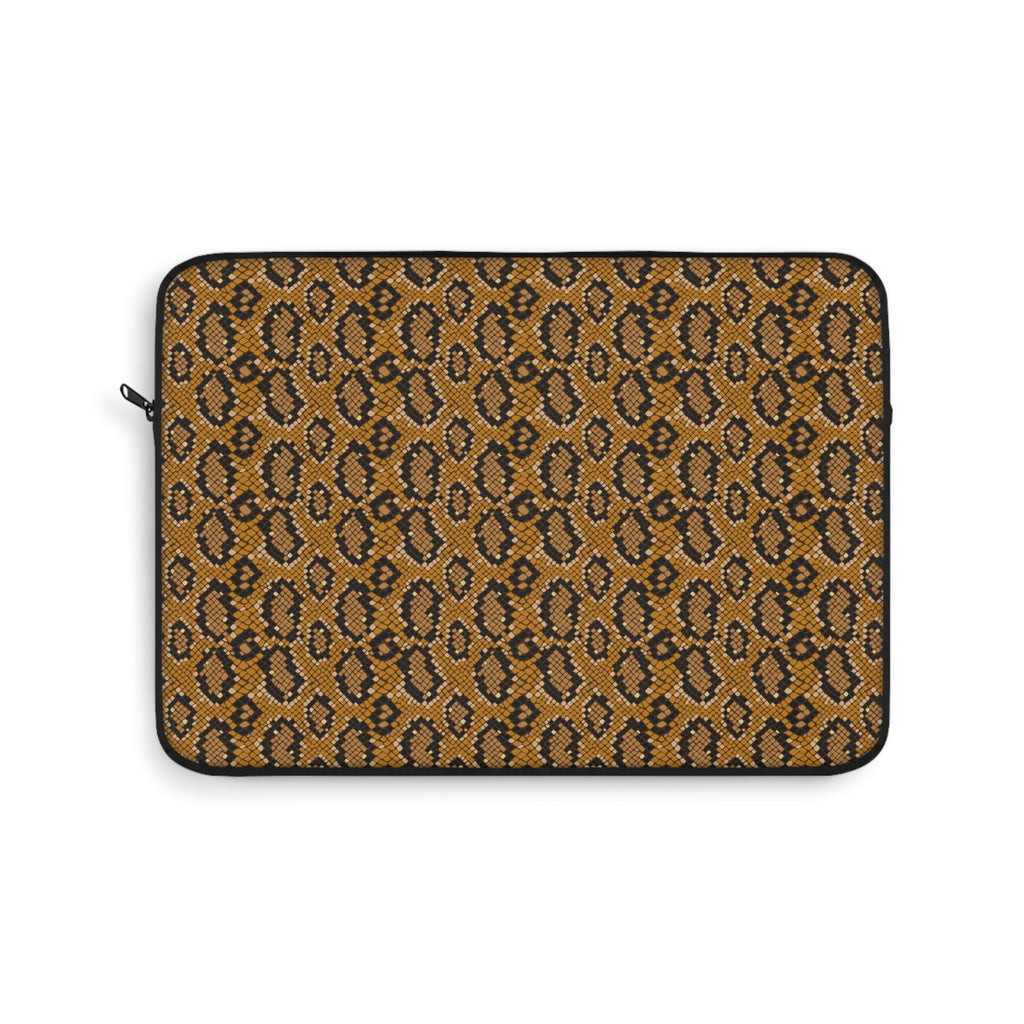 Snake Print Laptop Sleeve — Brown Animal Pattern Protective Case
