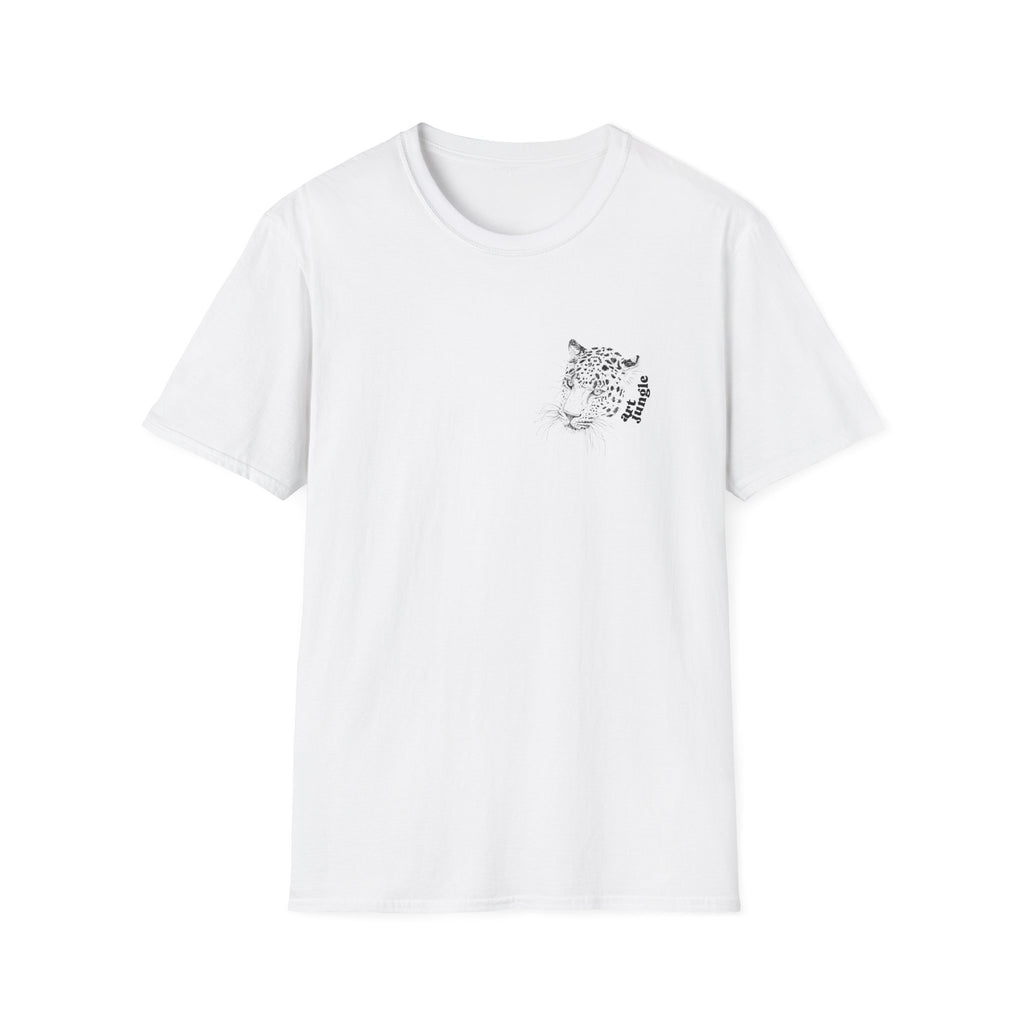 Leopard Pocket Tee — Minimalist Leopard Face Chest Print T-Shirt