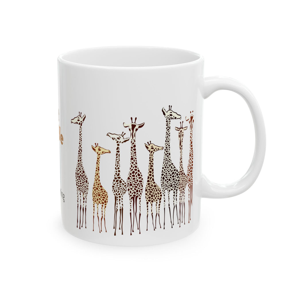 Art Jungle Giraffe Ceramic Mug — "Good Morning" Coffee Cup (11oz, 15oz)