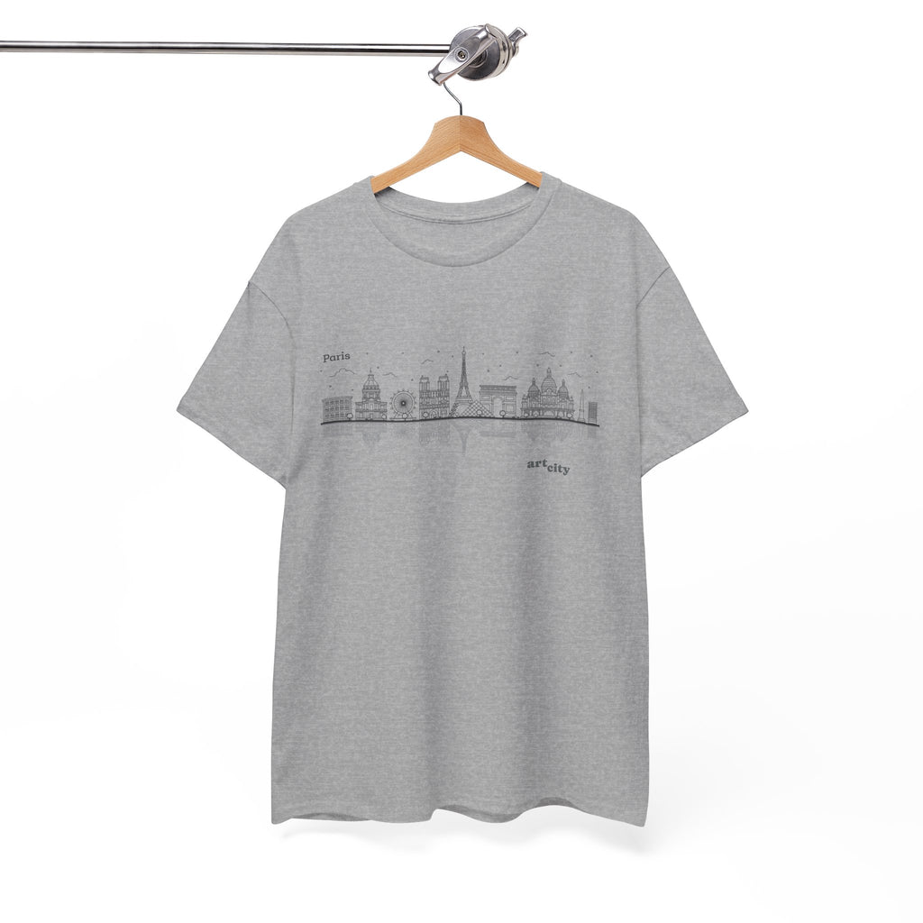 Paris Skyline T-Shirt — Minimalist Cityscape Tee (features 'Paris' text) 