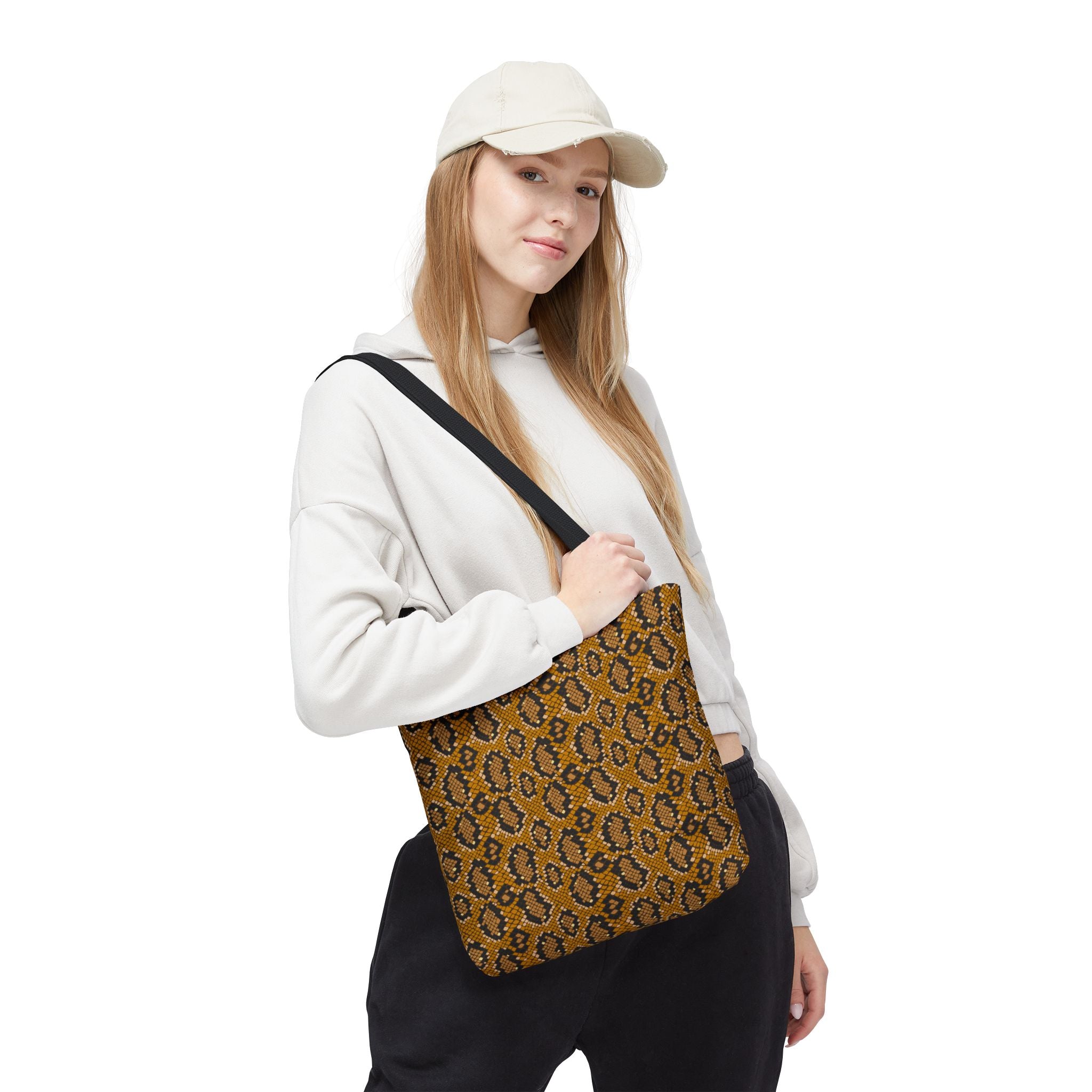 Snake Print Tote Bag — Brown Leopard/Serpent Pattern All-Over-Print Tote