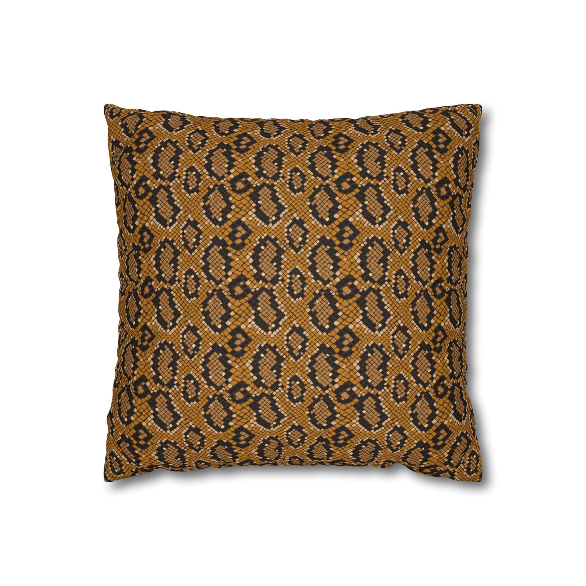 Snake Print Throw Pillowcase — Mustard Animal Print Square Pillow Cover
