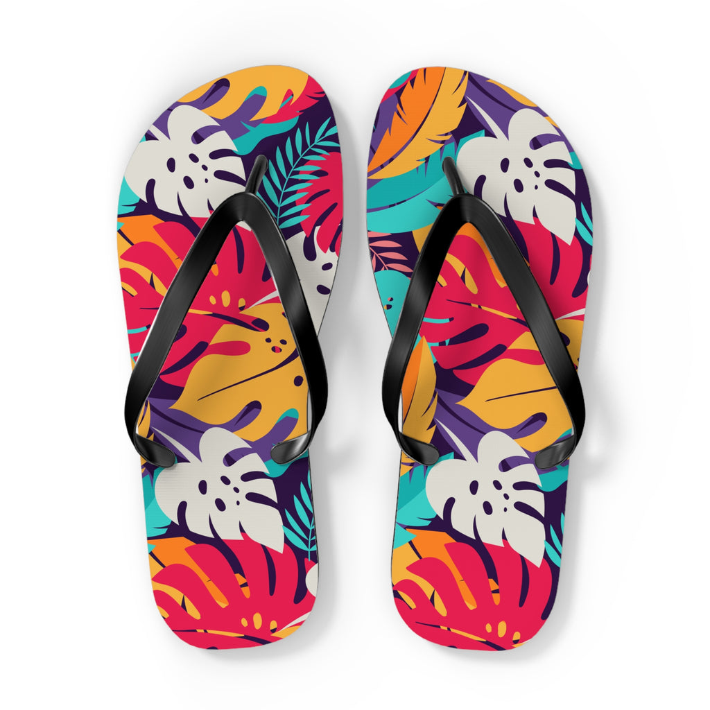 Tropical Leaf Flip Flops — Colorful Hawaiian Beach Sandals 