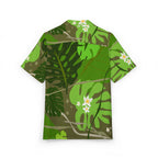 Tropical Jungle Hawaiian Shirt — Green Monstera & Plumeria Aloha Button-Down